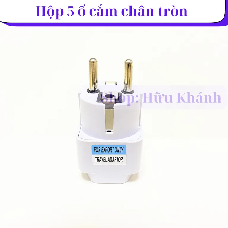 Hộp 5 đầu chuyển đổi phích cắm điện 3 chấu sang 2 chấu loại chân cắm châu âu