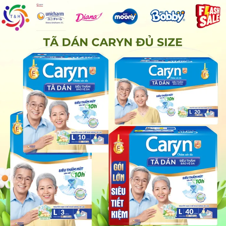 Tã dán người lớn Caryn size L10/L20/L40,XL10,XL20 (Mẹ và bé T&H)