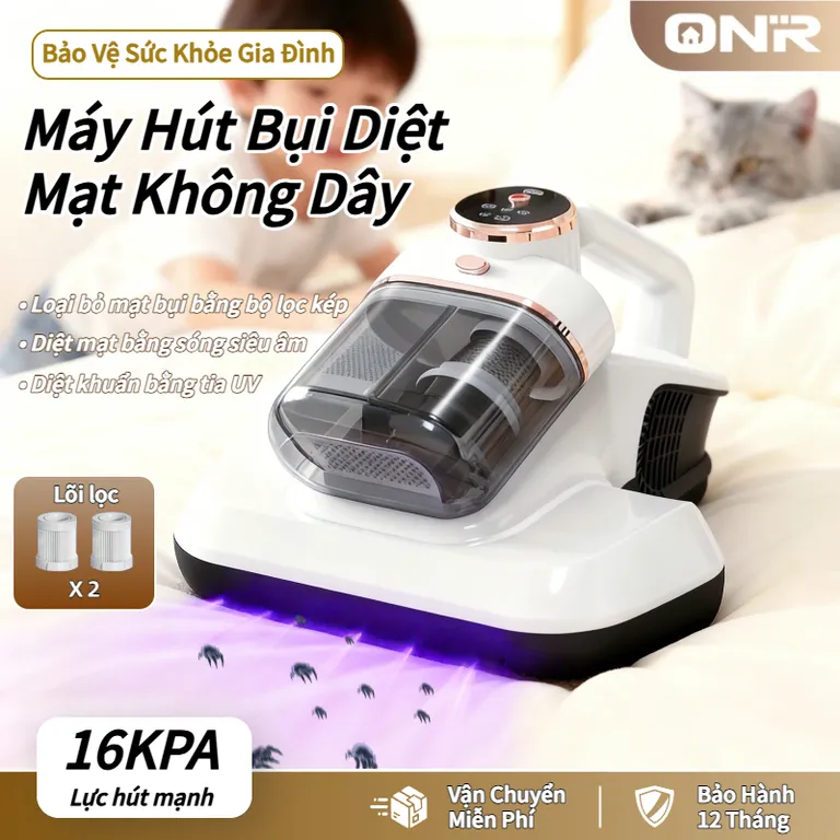 ONR – Máy Hút Bụi Giường Nệm 16KPa, Tia UV Diệt Ve, Hút Lông Thú Cưng, Không Dây, Cầm Tay