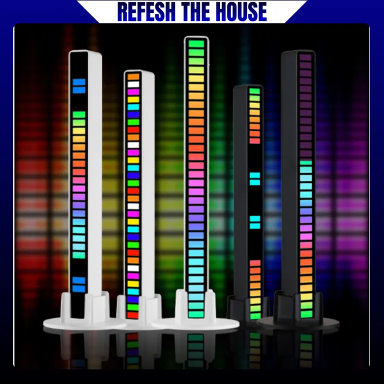 Thanh đèn led nháy theo nhạc 16 triệu màu cảm biến âm thanh trang trí PC, bàn làm việc, gắn xe ô tô.