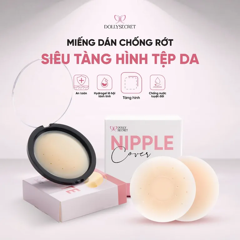 [COMBO] Miếng Dán Ngực Tàng Hình Hydrogel Lô Hội Bảo Vệ Nhũ Hoa DOLLYSECRET Chống Rớt Tái Sử Dụng Nhiều Lần