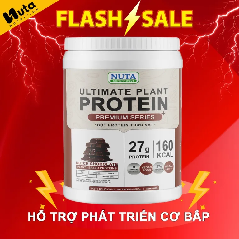 Bột Protein thực vật NUTA hữu cơ Ultimate Plant Protein cải thiện cơ bắp hộp 800g