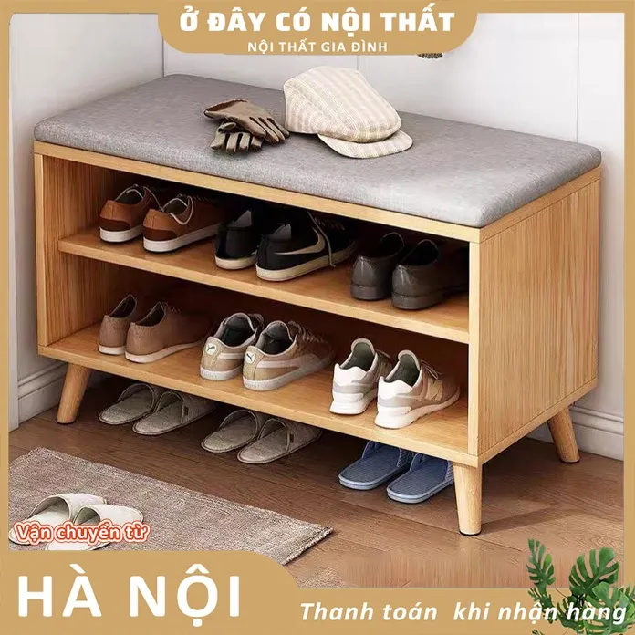 Kệ Để Giày Dép Kệ Chứa Giày Dép Tủ Giày Gỗ Có Đệm Ngồi Phía Trên Dễ Dàng Lắp Ghép Bền Bỉ Chịu Lực Tốt 3 Loại Mẫu