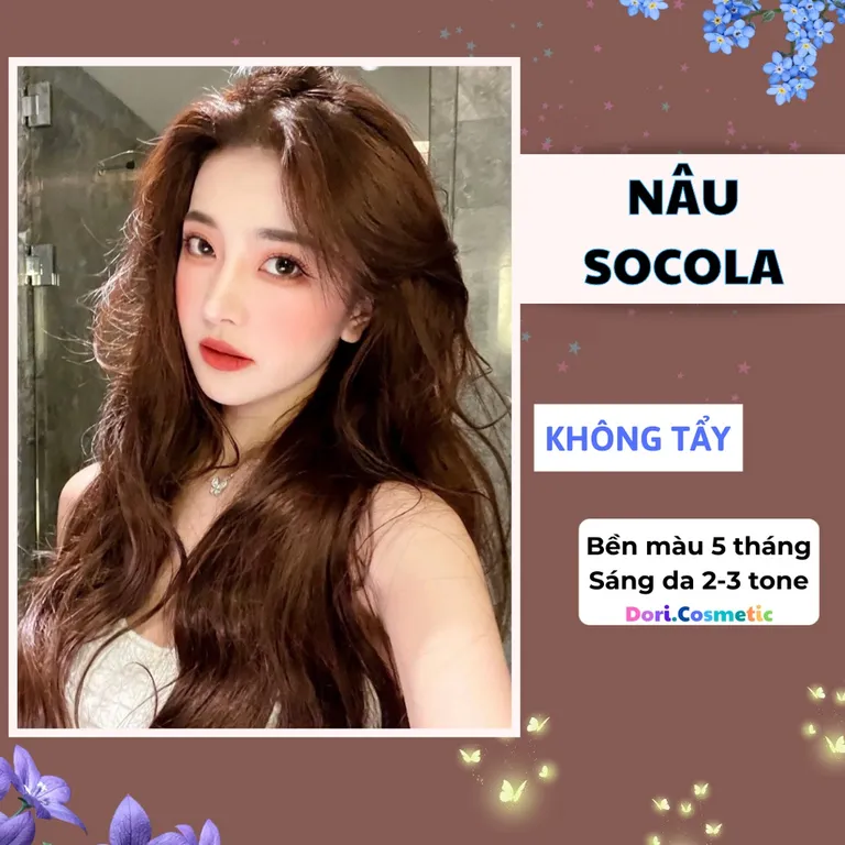 Thuốc Nhuộm Tóc Màu NÂU SOCOLA (Chocolate) . Combo thuốc nhuộm tóc tại nhà tặng kèm Oxy