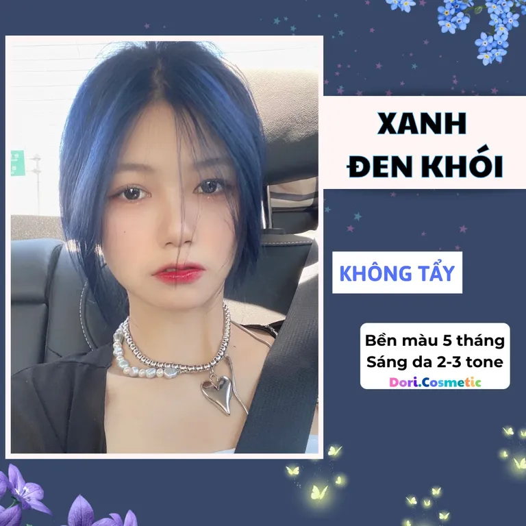 Thuốc Nhuộm Tóc Màu XANH ĐEN KHÓI . Combo thuốc nhuộm tóc tại nhà tặng kèm Oxy