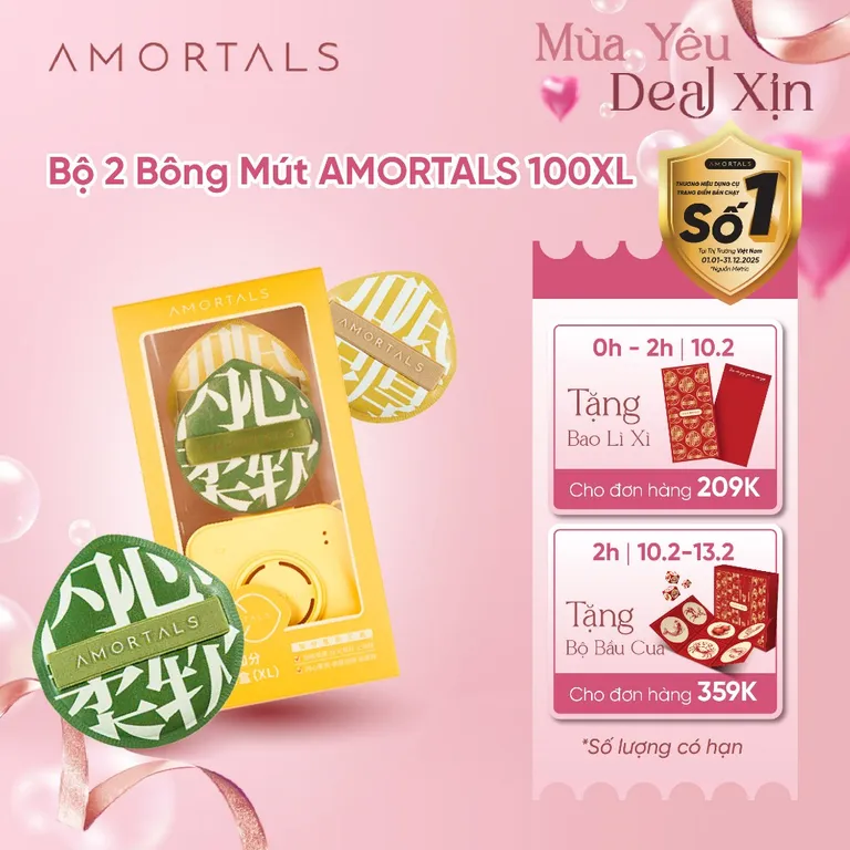 Bông Mút Trang Điểm 100 Amortals, Dày 4MM Đàn Hồi Cao, Tăng Khả Năng Che Phủ, Giúp Lớp Nền Mịn Mướt, Kèm Hộp Bảo Quản