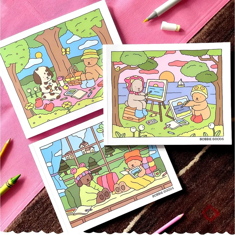 Tranh Tô Màu ''Gia Đình Gấu Tinh Nghịch'' Chất Giấy Dày Đẹp - Hình in Sắc Nét MS2000