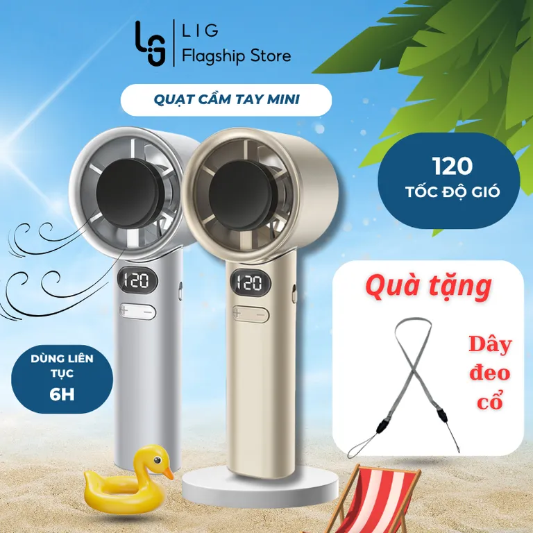 120 Chế Độ Quạt Cầm Tay mini LIG 2025 Có Thể Gập Lại Quạt Nhỏ Màn Hình Kỹ Thuật Số Sinh Viên Văn Phòng Quạt Nhỏ.