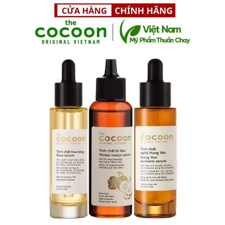 Tinh chất serum Cocoon giúp giảm mụn, làm sáng da , mờ thâm và cấp nước 70ml ( bí đao / nghệ / hoa hồng )
