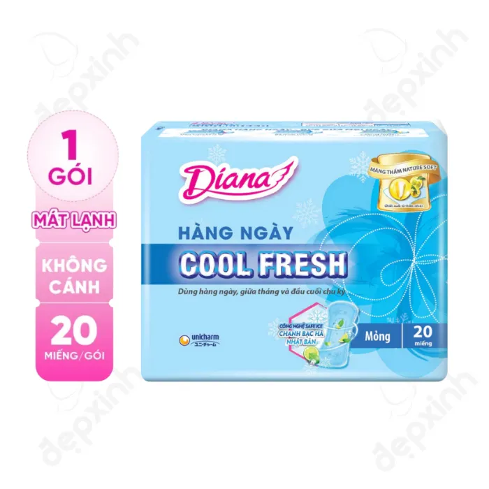 [CHE TÊN] Băng vệ sinh hàng ngày 15.5cm Diana Sensi Cool Fresh (gói 20 miếng)