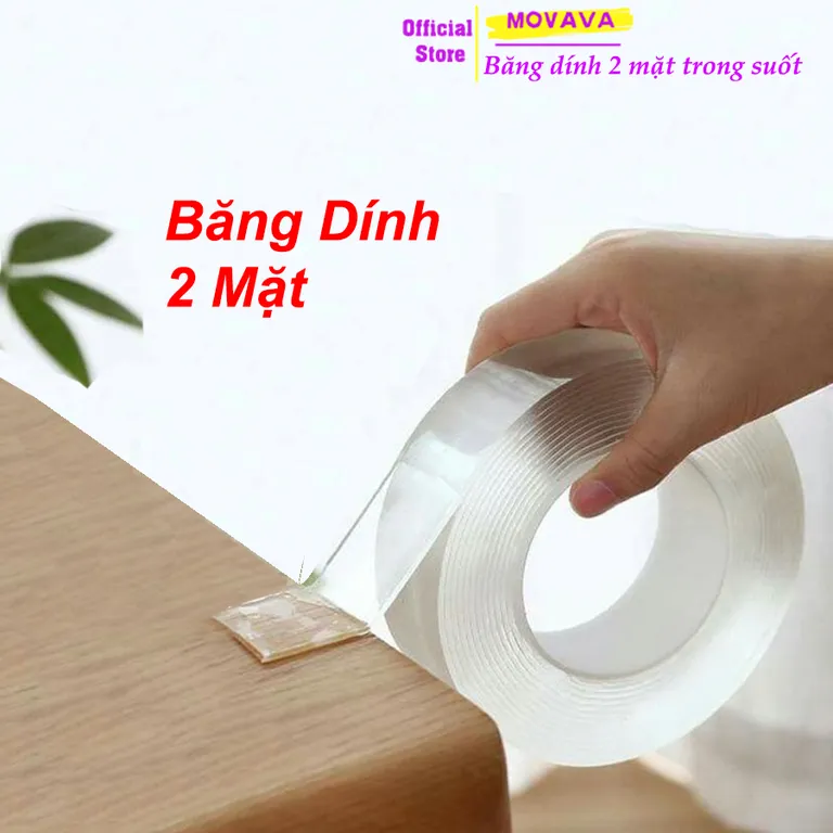 Băng dính 2 mặt đa năng siêu dính trong suốt dán mọi đồ vật dùng - Movava
