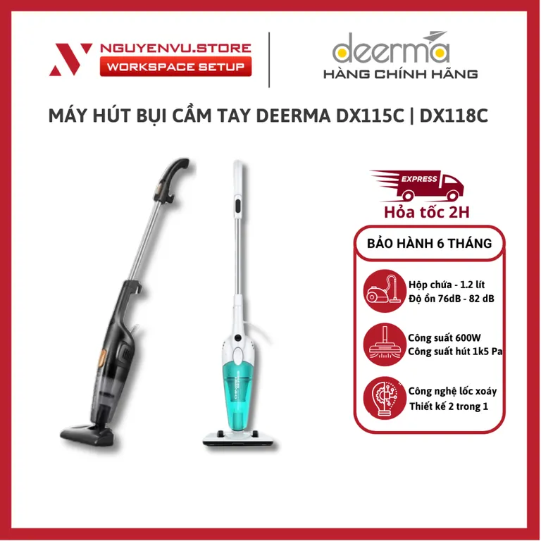 [KHO HN - HCM] Máy hút bụi Deerma DX115C | DX118C - Công suất , dây 4.5m - Hàng Chính Hãng