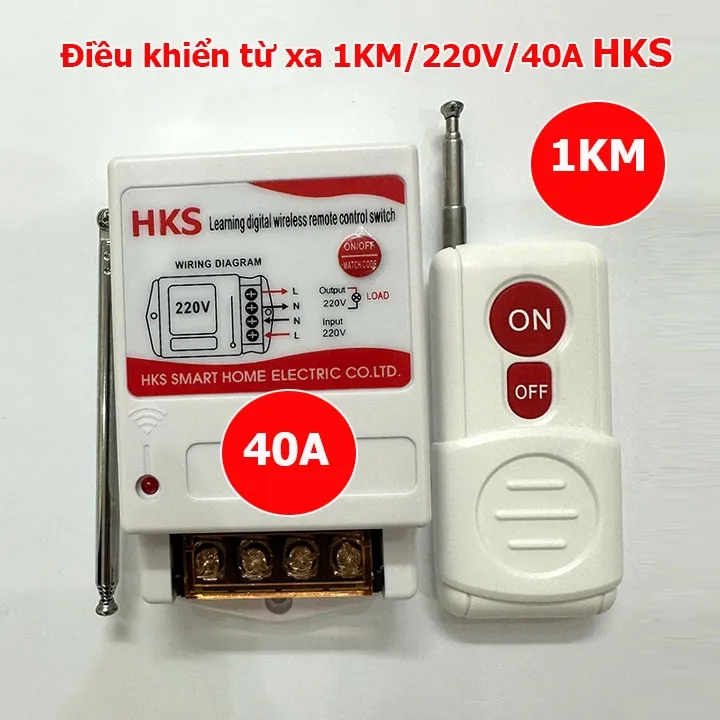 Bộ điều khiển từ xa máy bơm nước công suất lớn 40A 220v 1000M chĩnh hãng HKS