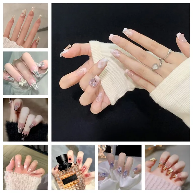 Set 24 Móng Tay Giả 2024 Có Keo Dán Acrylic Toàn Diện Phong Cách Pháp Kèm 24 Keo Thạch Dán Móng Tiện Dụng