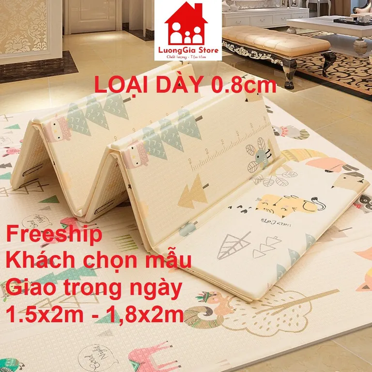 [LOẠI DÀY] Thảm xốp gấp gọn xpe LOẠI DÀY 0.8cm 2 mặt cho bé bò tập đi chống thấm chọn mẫu Chiếu Ngủ Văn Phòng 1,6m 1,8m