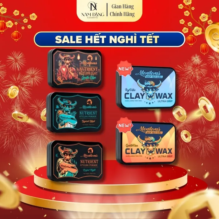 Sáp vuốt tóc Menitems Clay Wax Ultra Grip 90g, Perfect Night, Tropical Wind, Gentle Blue 50g-100g