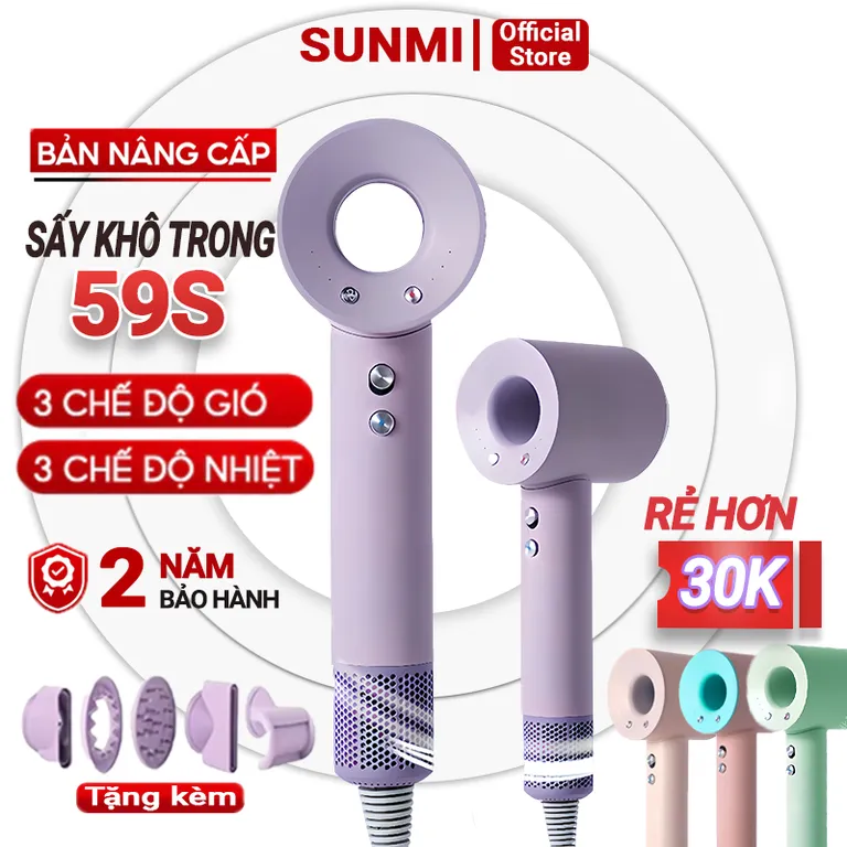 Máy Sấy Tóc Ion Âm 2 Chiều Máy Sấy Không Cánh 3 Tốc Độ   Tặng Kèm Đầu Sấy BH 18 tháng
