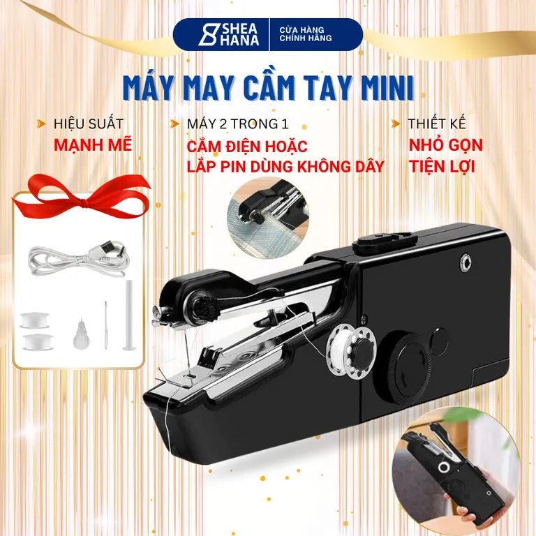 Máy May Mini Sheahana Cầm Tay Máy Khâu Mini Cầm Tay Nhỏ Gọn Tiện Dụng