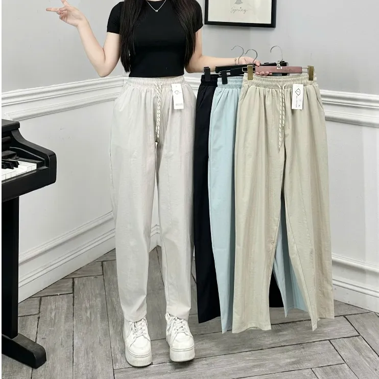 Quần Baggy Nữ Phong Cách Ulzzang Hàn Quốc – Vải Gió Mềm Mịn Cao Cấp, Lưng Thun Co Giãn, Mặc Siêu Mát