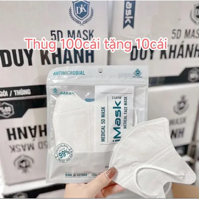 [Chính Hãng] THÙNG 100 CÁI KHẨU TRANG Y TẾ 5D DUY KHÁNH 💋 FREE SHIP💋 ( siêu dày), Ngăn Ngừa Vi Khuẩn và Khói Bụi