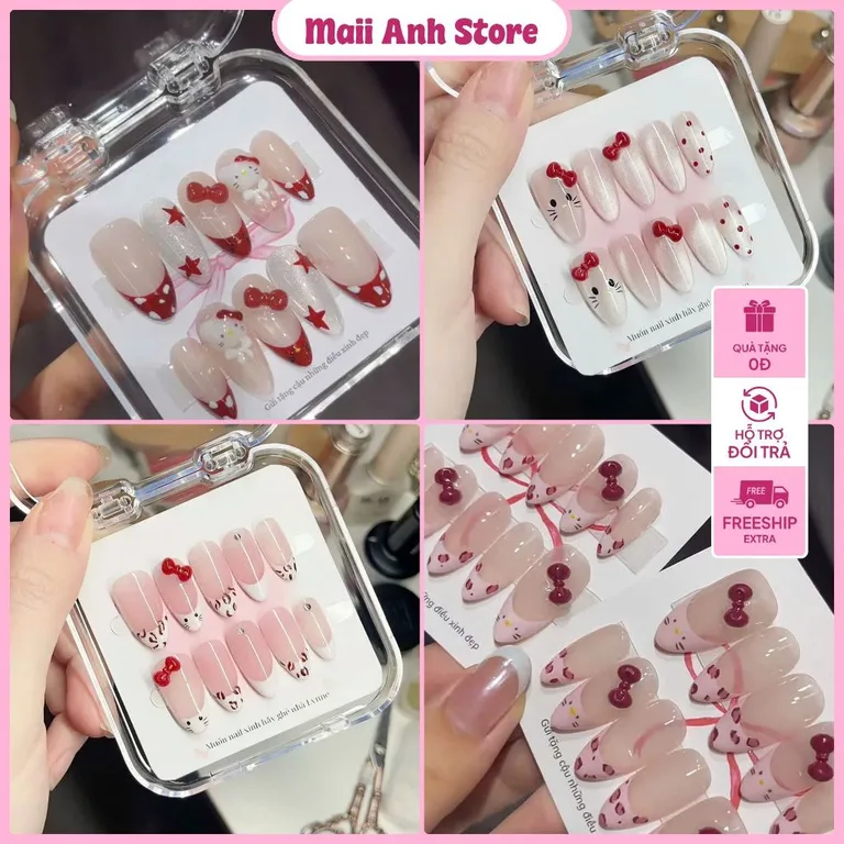 Nailbox Hello Kitty Tổng Hợp Nhiều Mẫu Dễ Thương - Tặng Kèm Miếng Dán & Keo Dán Nail