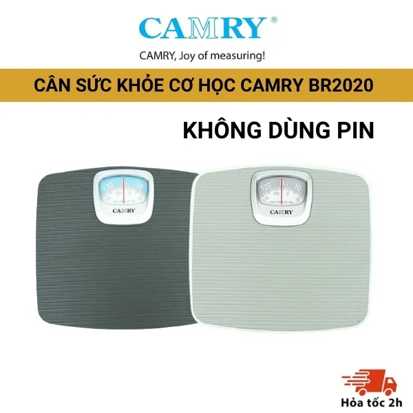 Cân cơ học KHÔNG DÙNG PIN CAMRY BR2020, cân lò xo sức khỏe khung kim loại bền bỉ trọng lượng tối đa 130kg