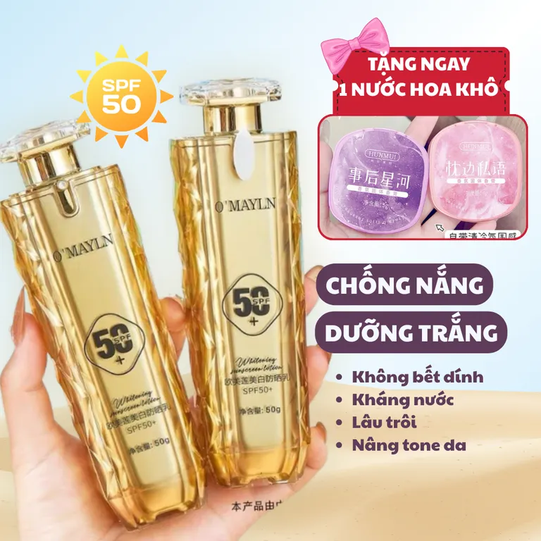 Kem chống nắng omayln chống nắng nâng tone da trắng da chống thấm nước SPF 50 không bết dính