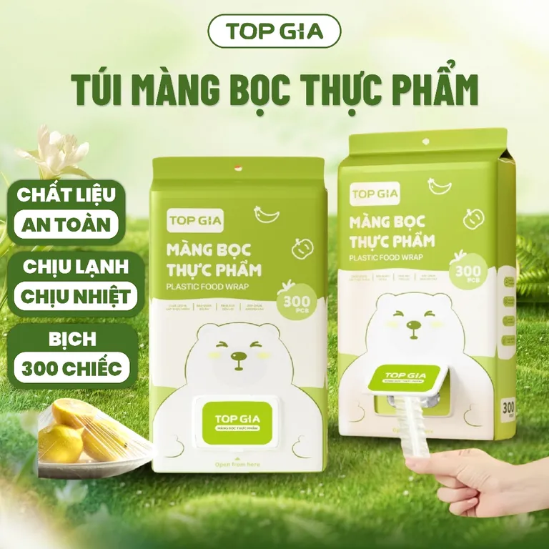 Túi Màng Bọc Thực Phẩm Treo Tường Top Gia Bịch 300 Chiếc, Chất Liệu PE An Toàn Cho Thực Phẩm, Không Mùi, Chịu Nhiệt