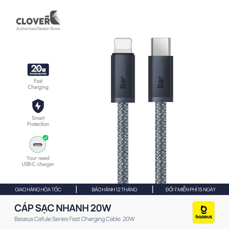 Cáp Sạc Nhanh Baseus Dynamic Series 20W Bện Nylon – Tương Thích Với iPhone 8–14