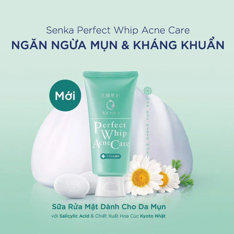 Sữa Rửa Mặt Hoa Cúc Senka Perfect Whip Acne Care