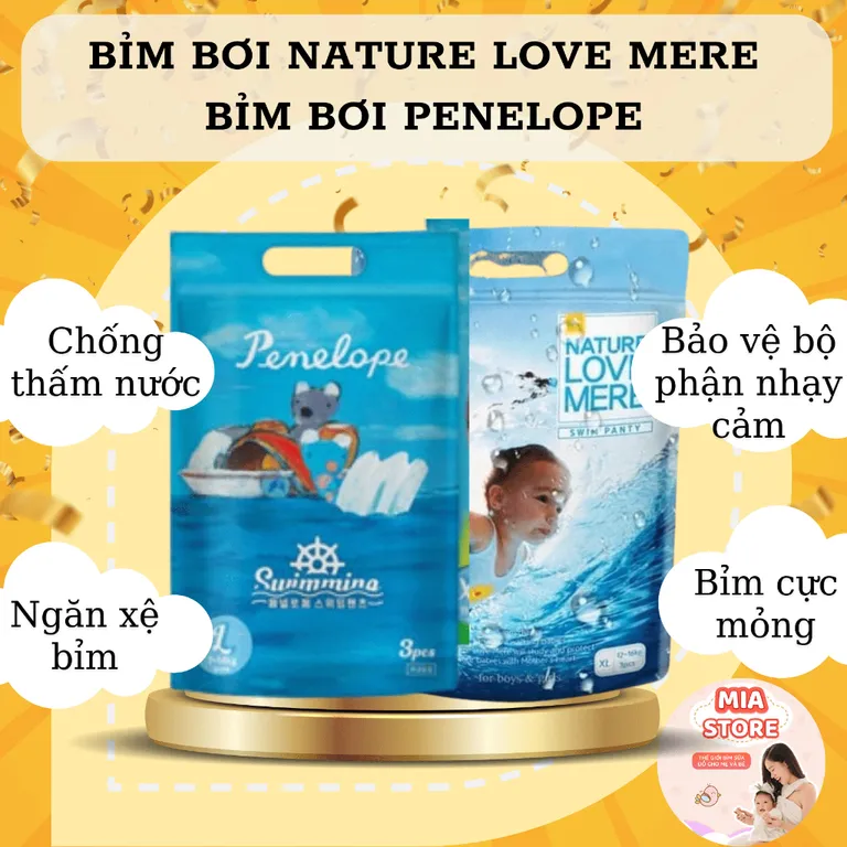Bỉm Bơi Nature Love Mere, Penelope cao cấp cho bé nội địa Hàn đẩy đủ size L, XL