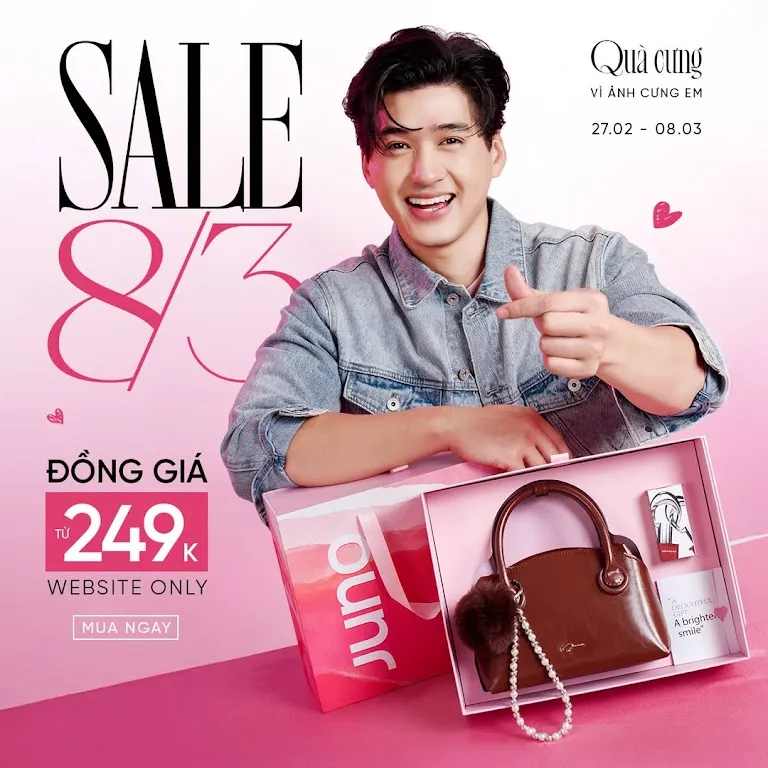 JUNO Quà Cưng 8/3 – Vì Anh Cưng Em: Set Túi Xách + Phụ Kiện Đồng Giá Từ 249K – Website Only