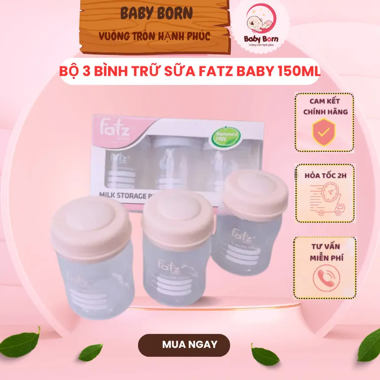 Bộ 3 bình Bình trữ sữa 150ml Fatzbaby FB0120N
