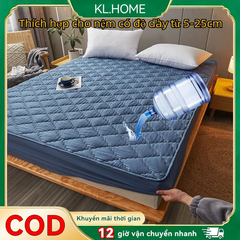 MỚI Ga chống thấm cotton chần bông, Khăn trải giường chống thấm nước chất liệu siêu mềm mại mát mịn sử dụng Bốn mùa