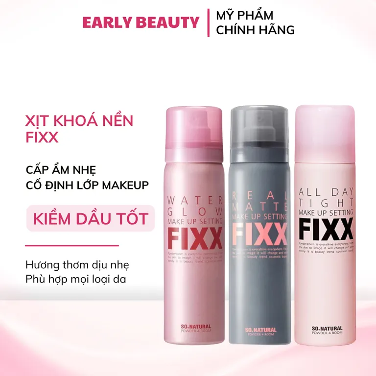 Xịt khóa nền Fixx So Natural All Day Tight Makeup Setting Xịt khóa nền dưỡng ẩm giữ lớp trang điểm mịn màng lâu trôi