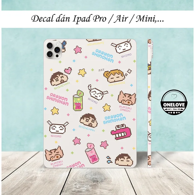 Miếng dán skin chống xước cho IPAD in hình Shin chan , các dòng Ipad Mini , Pro , Gen , Air ,...in hình tự chọn