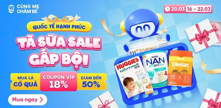 Tiki Tuần Lễ Tã Sữa – Giảm đến 50%, Coupon VIP 18% nhân Quốc tế Hạnh Phúc