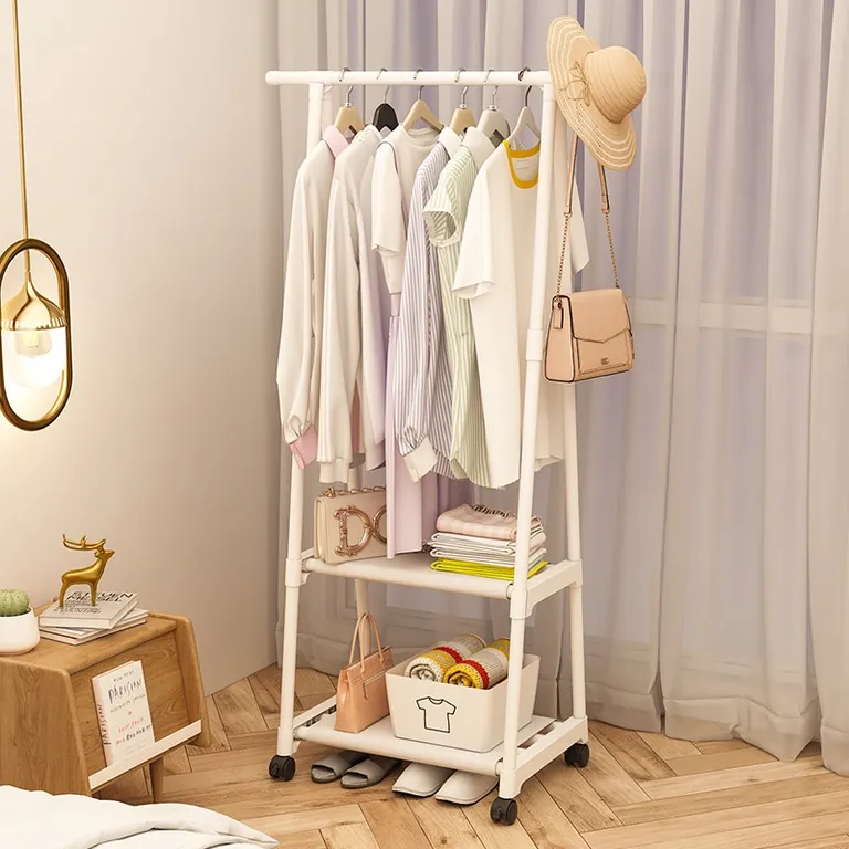 Kệ Quần Áo Chữ A 2 Tầng Có Bánh Xe Di Chuyển