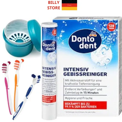 Viên Sủi Làm Sạch Răng Giả Dontodent Gebissreiniger Tabs Intensiv – Làm Sạch Chuyên Sâu, Khử Mùi, Ngừa Mảng Bám ( Đức )