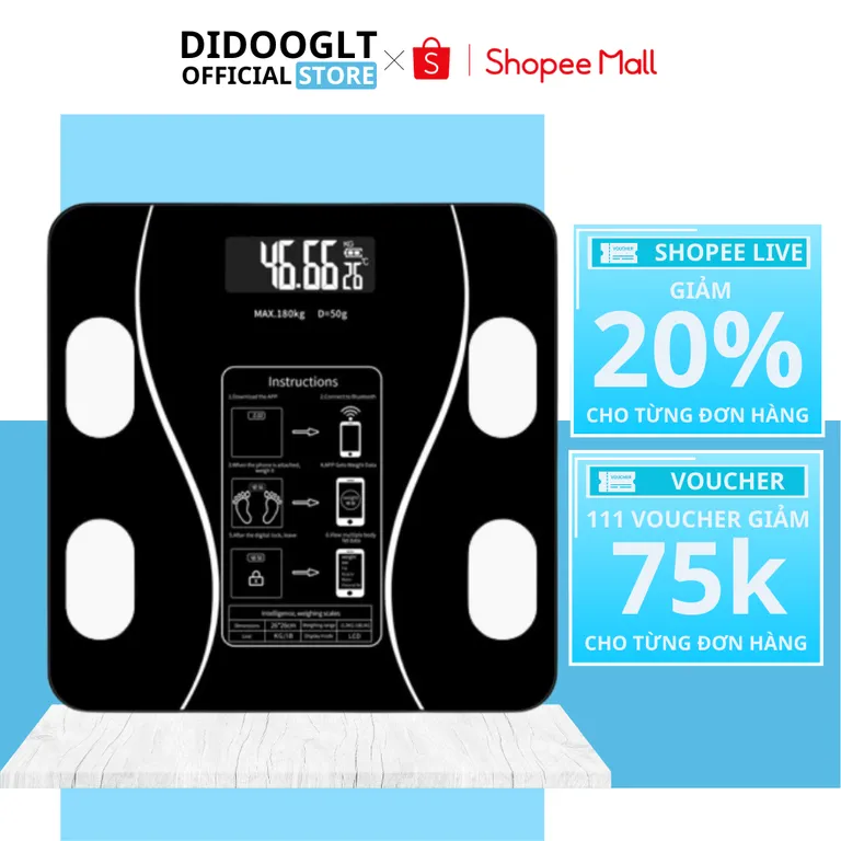 Cân Điện Tử Sức Khỏe - Kết Nối Bluetooth Phân Tích Chỉ Số Cơ Thể ( Hàng Chính Hãng )
