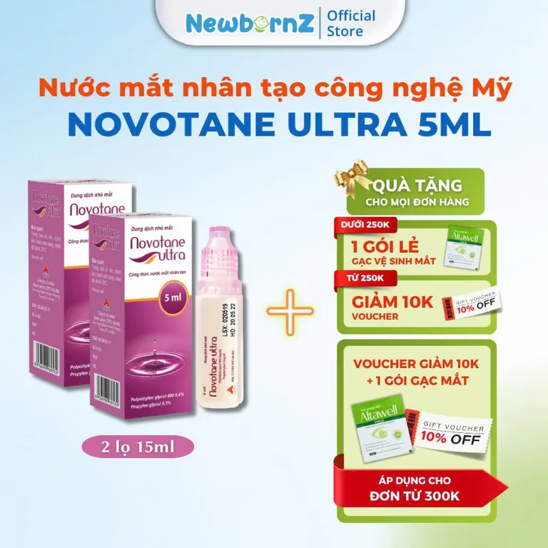 Nước Mắt Nhân Tạo Novotane Ultra 5ml Novocare, dưỡng ẩm, giảm khô mắt,mỏi mắt, mờ mắt ở người cận thị, đeo lens