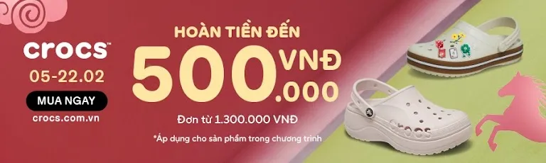 Crocs Lì Xì Tết Bính Ngọ 2026: Hoàn Đến 500K - Sắm Dép Giày Xúng Xính Đón Xuân