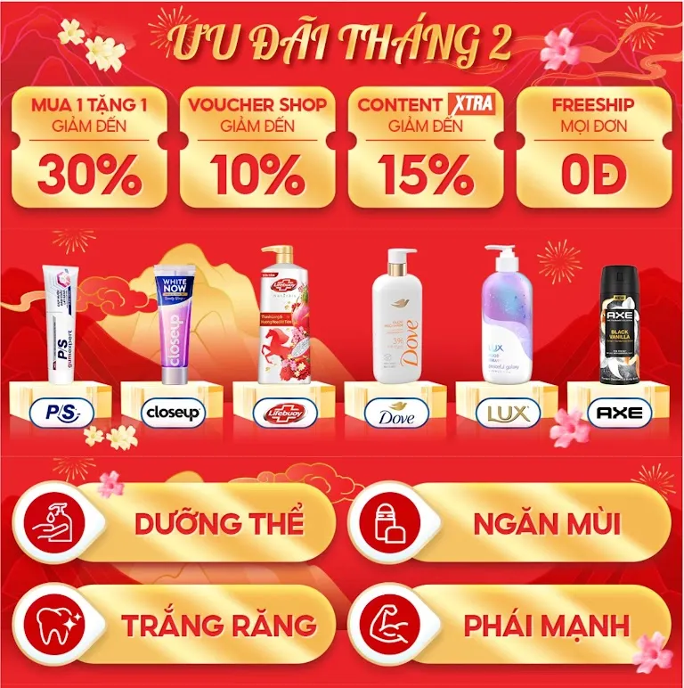 Unilever Tết Sale 2026: Giảm Đến 50% - Dove Lifebuoy Closeup Axe P/S White Now
