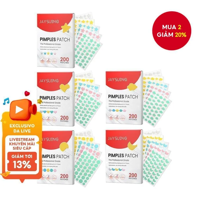 Jaysuing 200 Chiếc Ngôi Sao Mụn Miếng Dán Nhiều Màu Sắc Vô Hình Loại Bỏ Mụn Chăm Sóc Da Miếng Dán Mặt Điểm Làm Đẹp Dụng Cụ Trang Điểm
