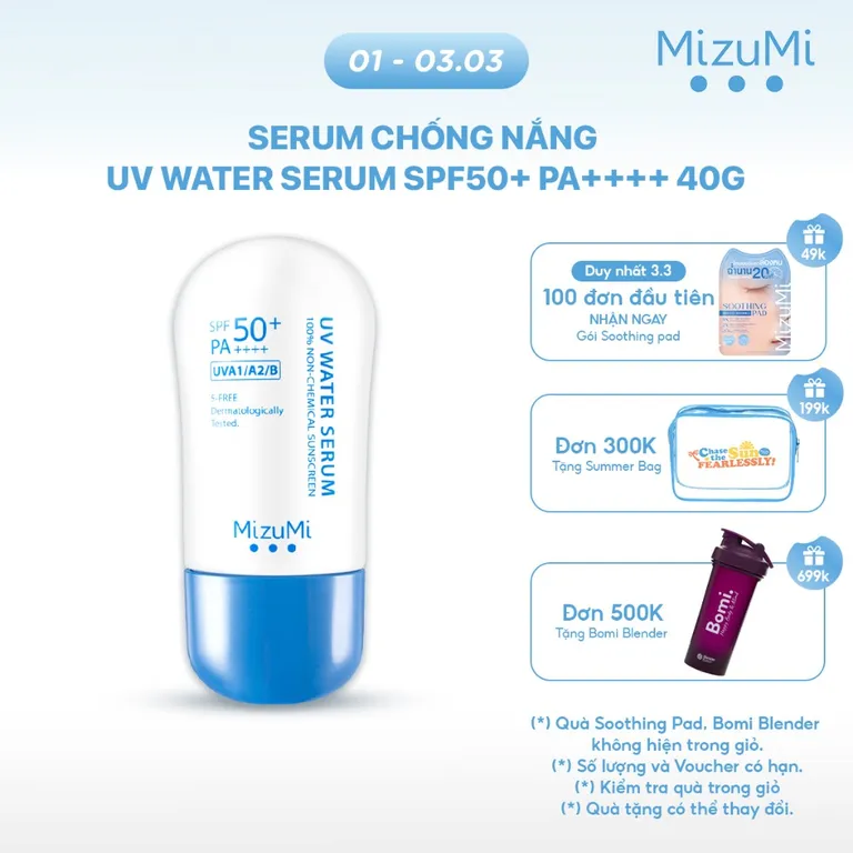 MizuMi Kem Chống Nắng UV Water Serum SPF50+ PA++++ 40g Phổ Rộng