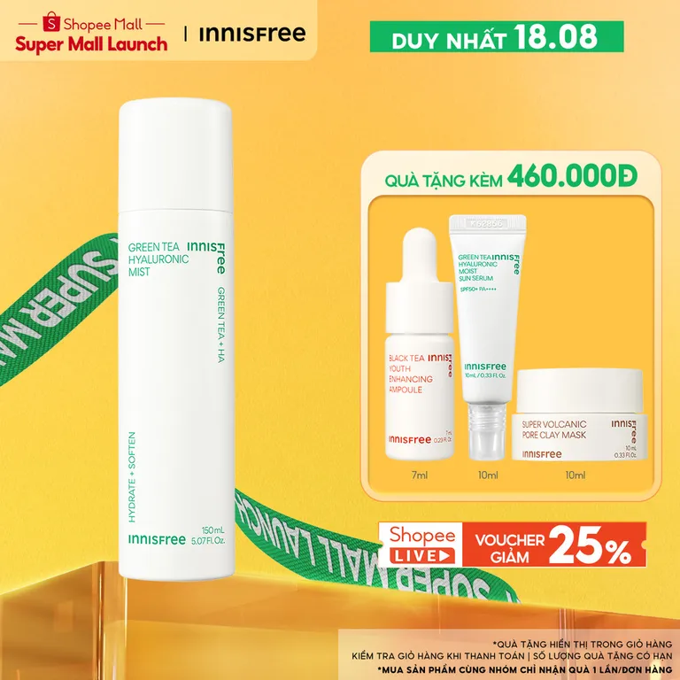 Xịt khoáng dưỡng ẩm từ trà xanh đảo Jeju INNISFREE Green Tea Mist 150ml