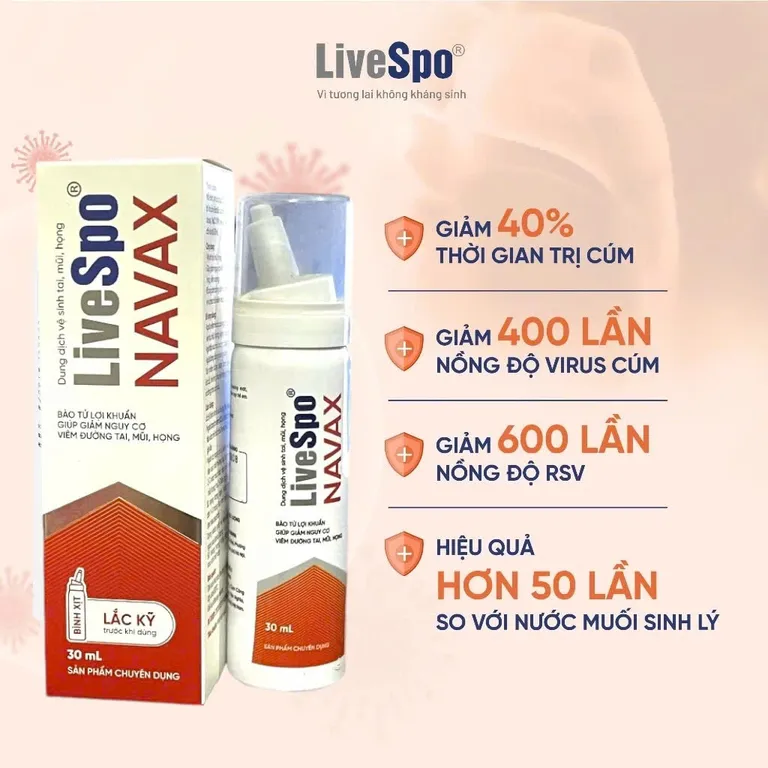 Nước muối sinh lý bào tử lợi khuẩn Livespo Navax - vệ sinh, phòng ngừa viêm nhiễm (Bình Xịt Bằng Nhôm)