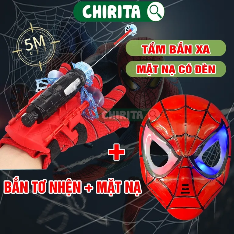 Mặt Nạ Người Nhện + Găng Tay Bắn Tơ Spiderman Cực Xịn - Bộ Đồ Chơi Người Nhện Cho Bé Trai Chirita