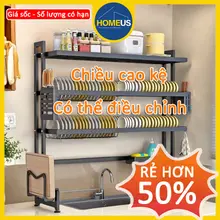 Kệ rửa chén chậu rửa Đa Năng Homeus Thép carbon chống gỉ 65-125cm ,1/2/3 Tầng, Giao Hàng TP.HCM