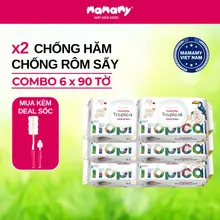 Khăn Ướt Cao Cấp Mamamy Tropical 90 Tờ Mềm Mại, An Toàn, Không Mùi Không Parabens Dành Cho Em Bé